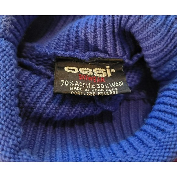 Ossi Skiwear Sweater Woman's 1980s Blue Pink Turtleneck Size Lg Vintage JJ1532 - Picture 8 of 9